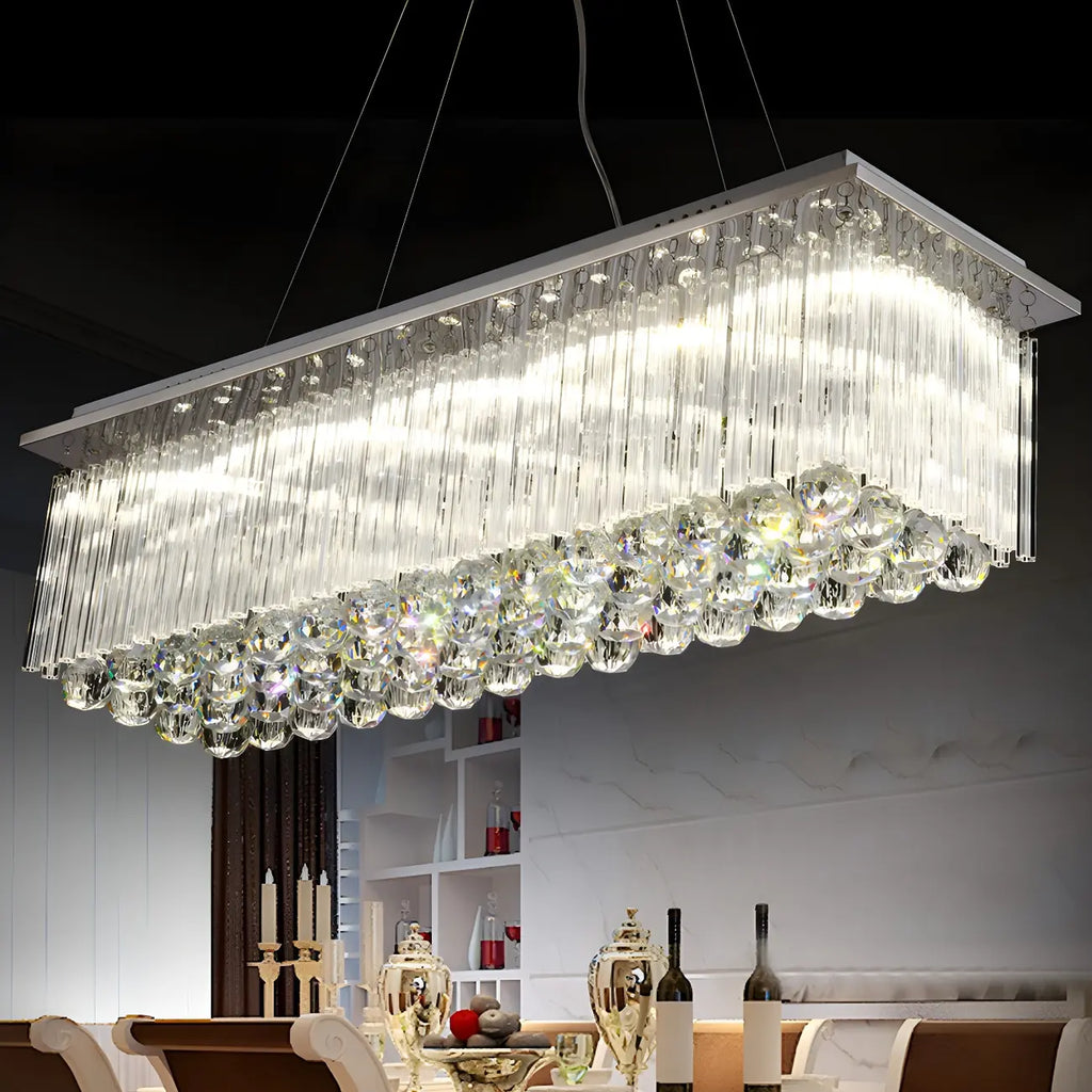 Luxurious Crystal LED Rectangular Pendant Light
