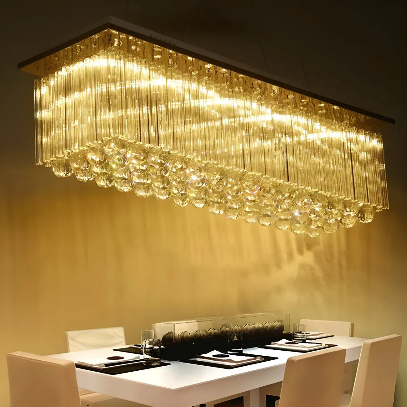 Luxurious Crystal LED Rectangular Pendant Light