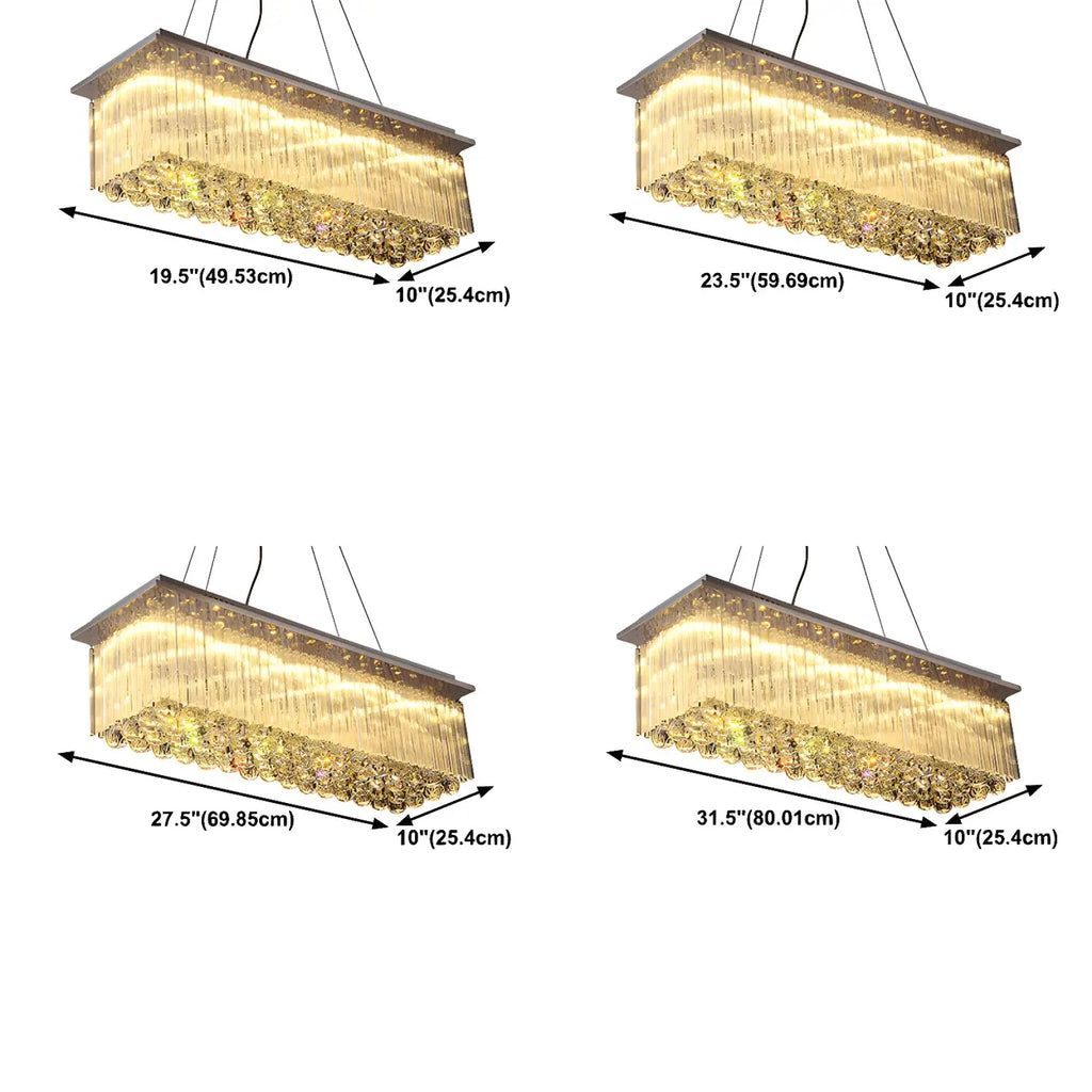 Luxurious Crystal LED Rectangular Pendant Light