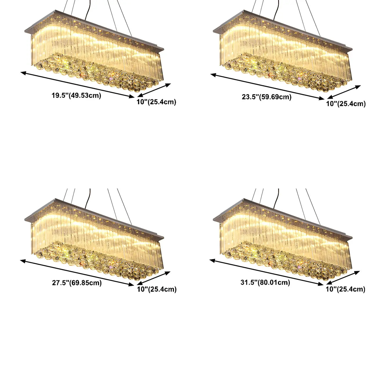 Luxurious Crystal LED Rectangular Pendant Light