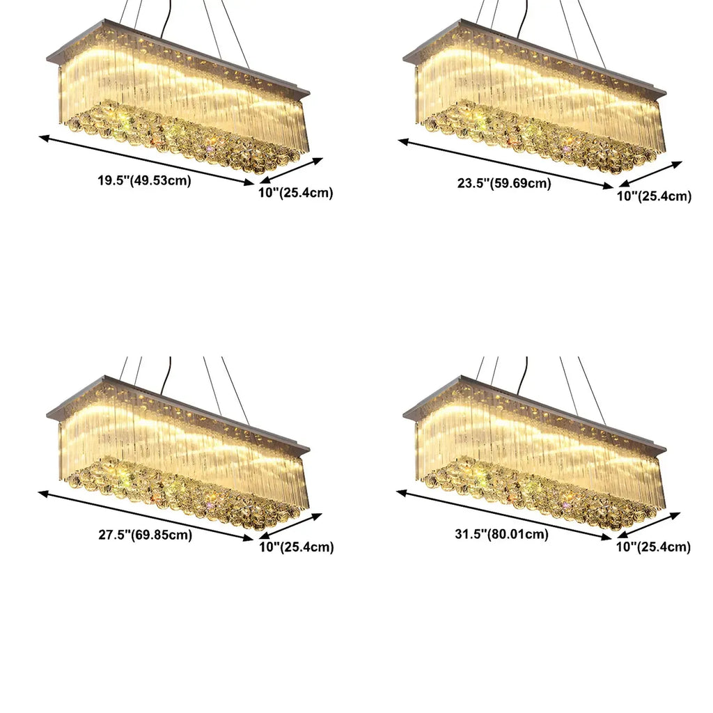 Luxurious Crystal LED Rectangular Pendant Light