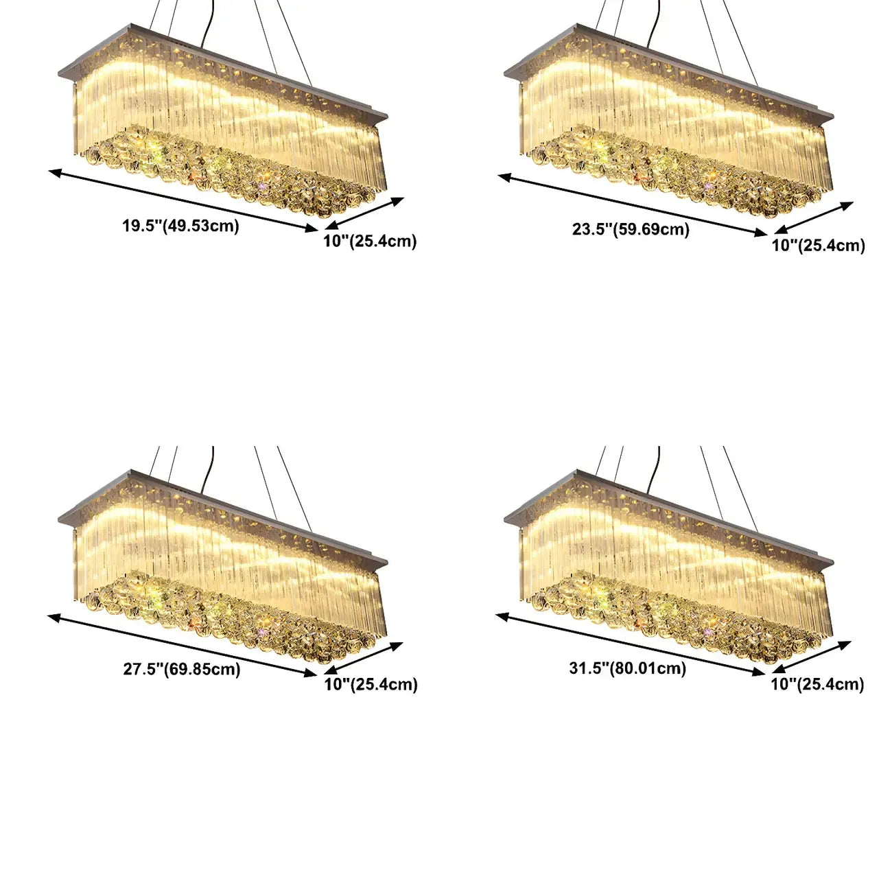 Luxurious Crystal LED Rectangular Pendant Light