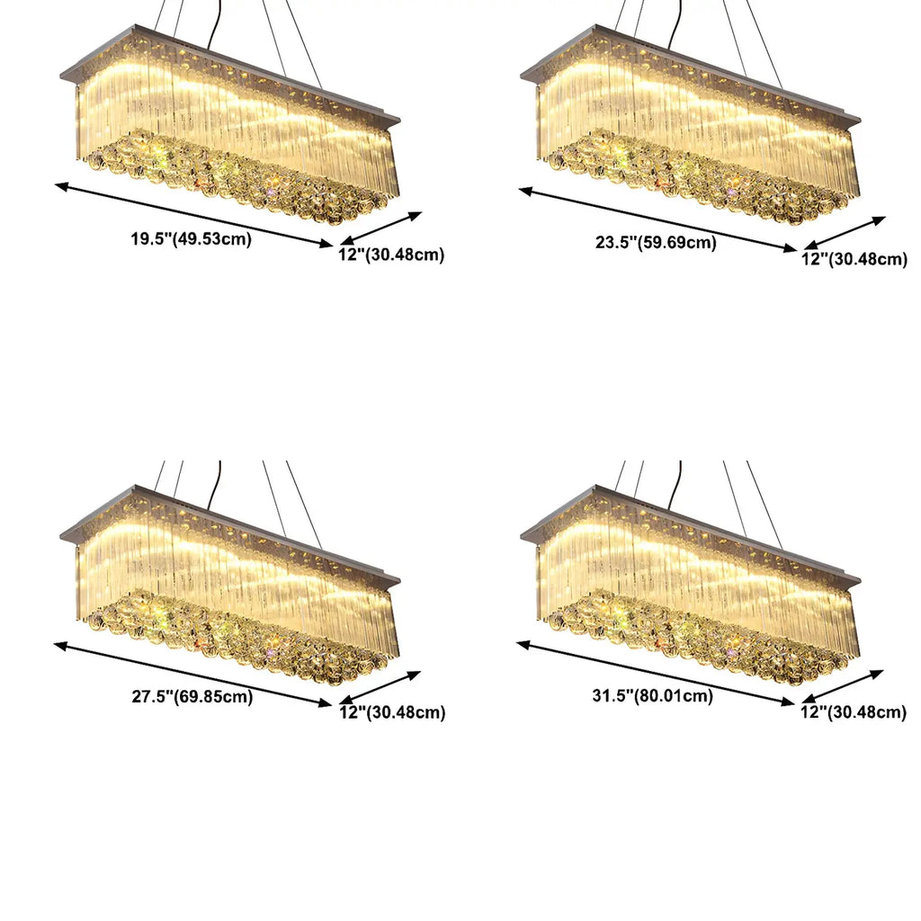 Luxurious Crystal LED Rectangular Pendant Light