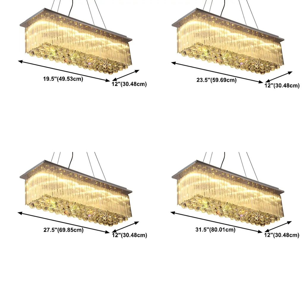 Luxurious Crystal LED Rectangular Pendant Light