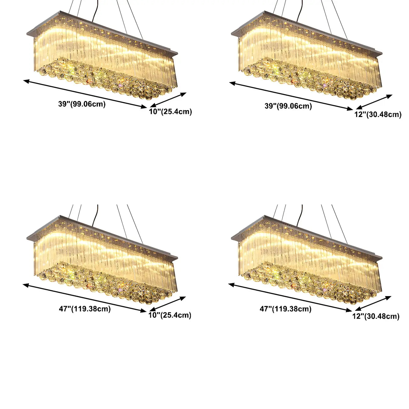Luxurious Crystal LED Rectangular Pendant Light