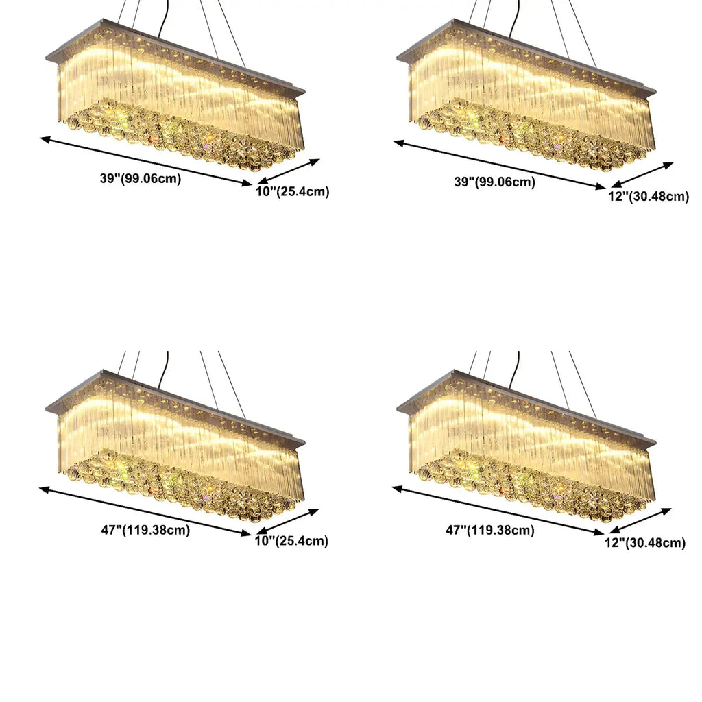 Luxurious Crystal LED Rectangular Pendant Light
