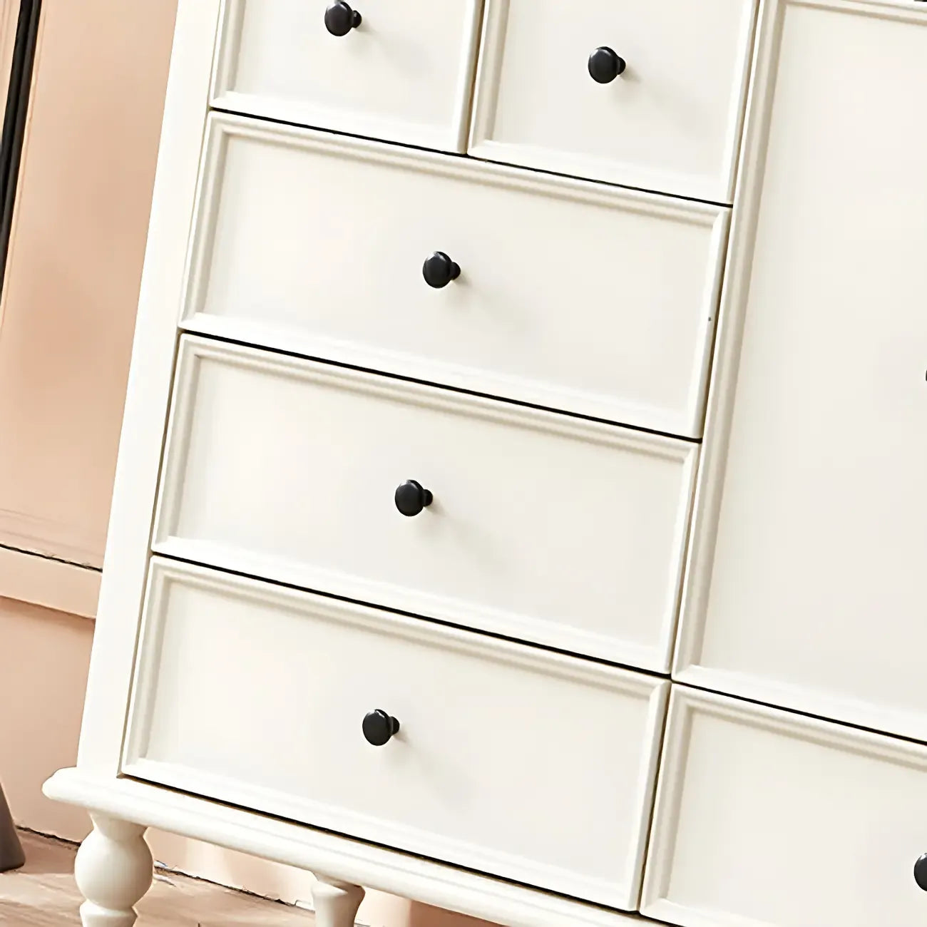 Glam Vertical White Wooden Dresser with Cabinet