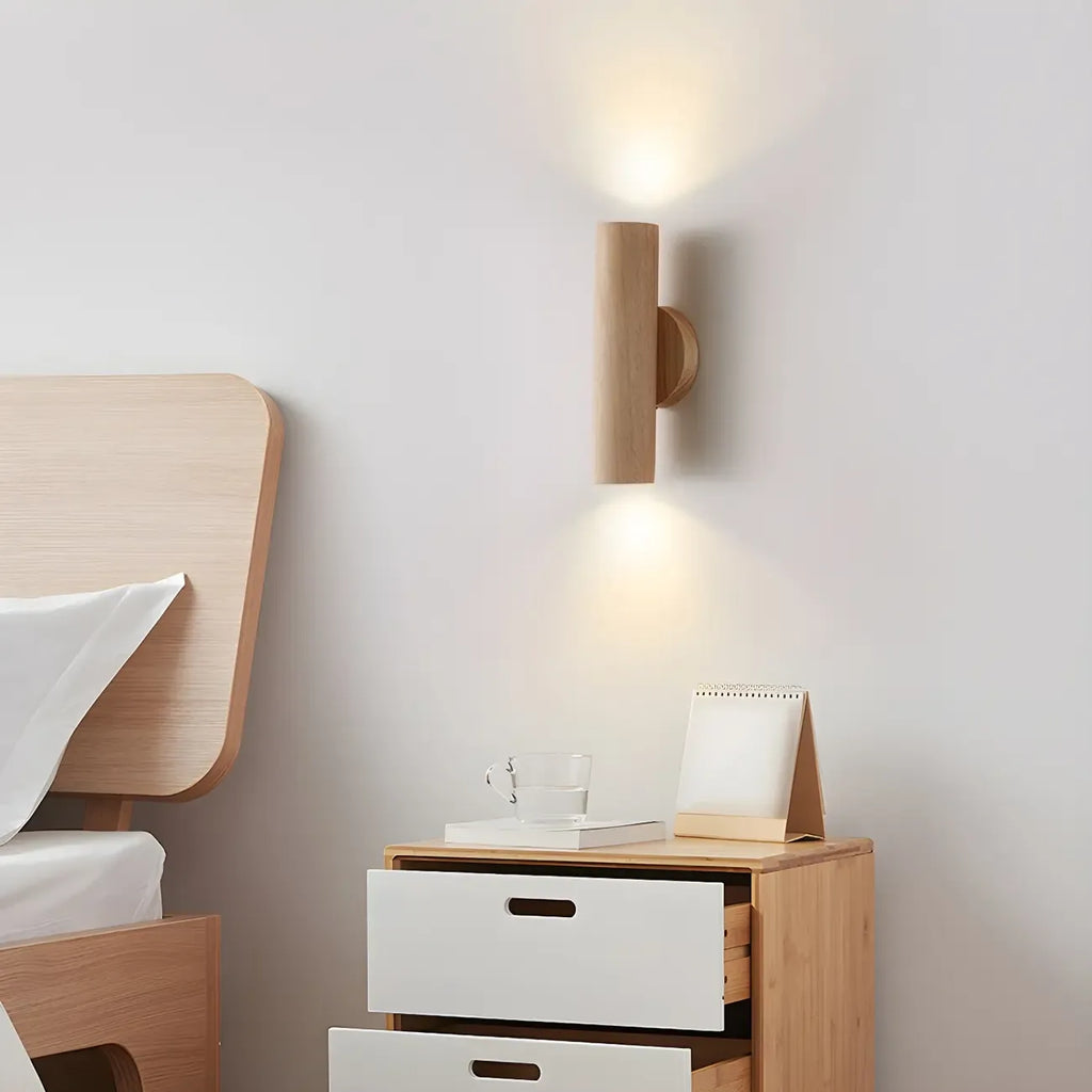 Nordic Cylinder Wood Up Down LED Wall Sconce