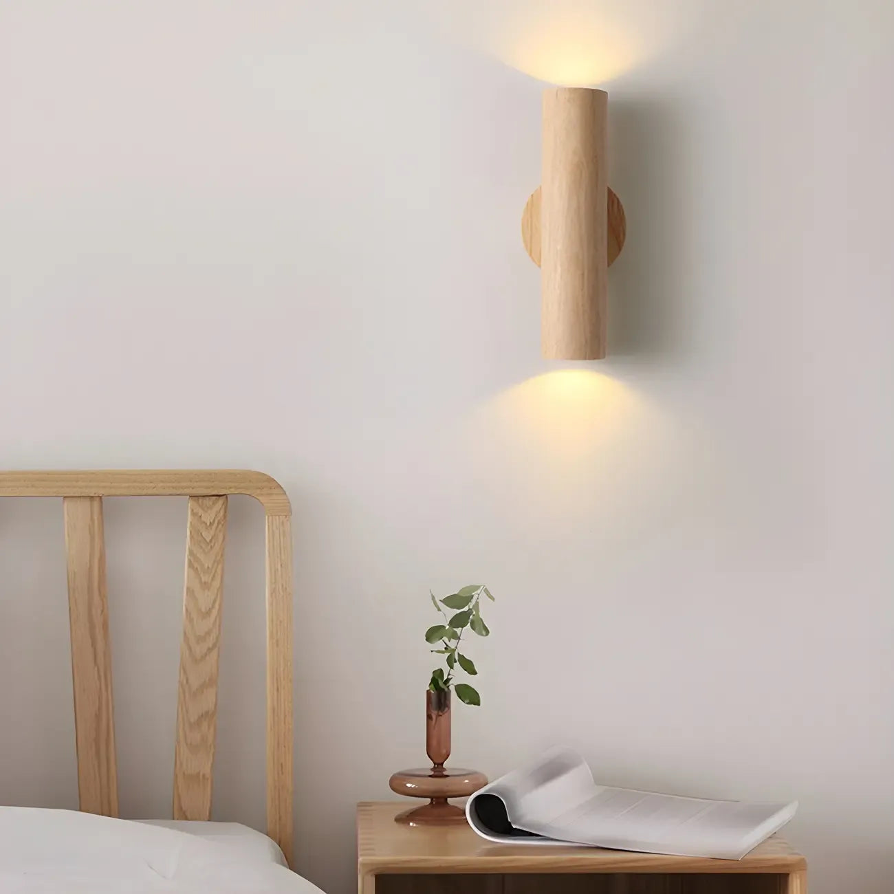 Nordic Cylinder Wood Up Down LED Wall Sconce