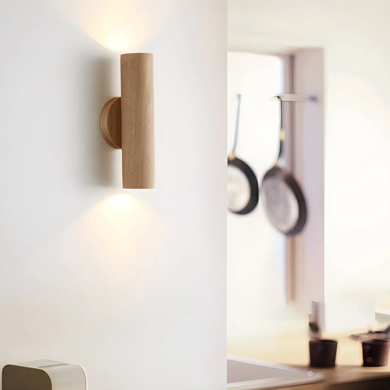 Nordic Cylinder Wood Up Down LED Wall Sconce