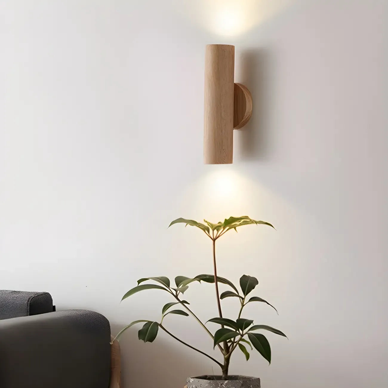 Nordic Cylinder Wood Up Down LED Wall Sconce