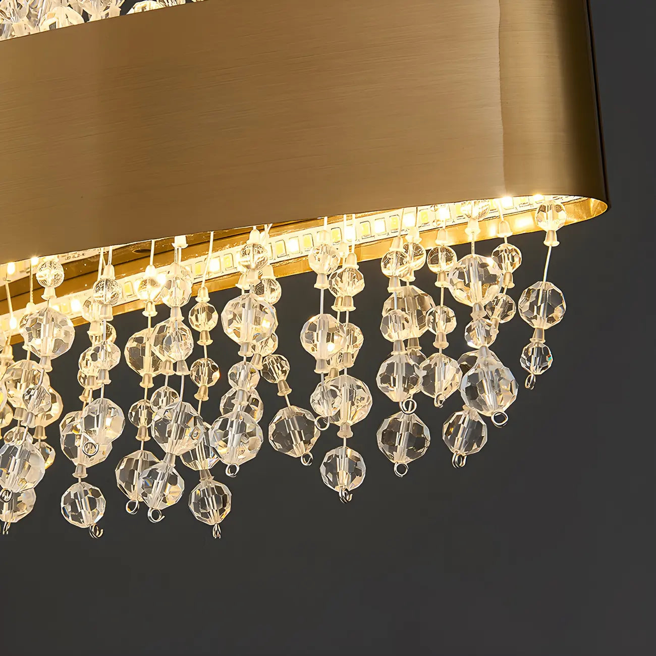 Adjustable Gold Crystal Island Light for Kitchens