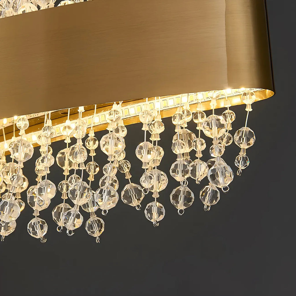 Adjustable Gold Crystal Island Light for Kitchens