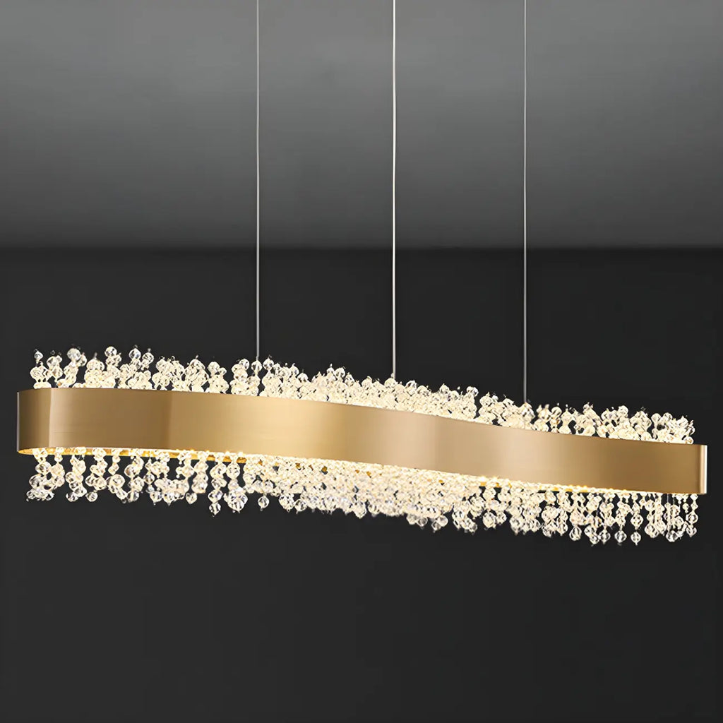 Adjustable Gold Crystal Island Light for Kitchens