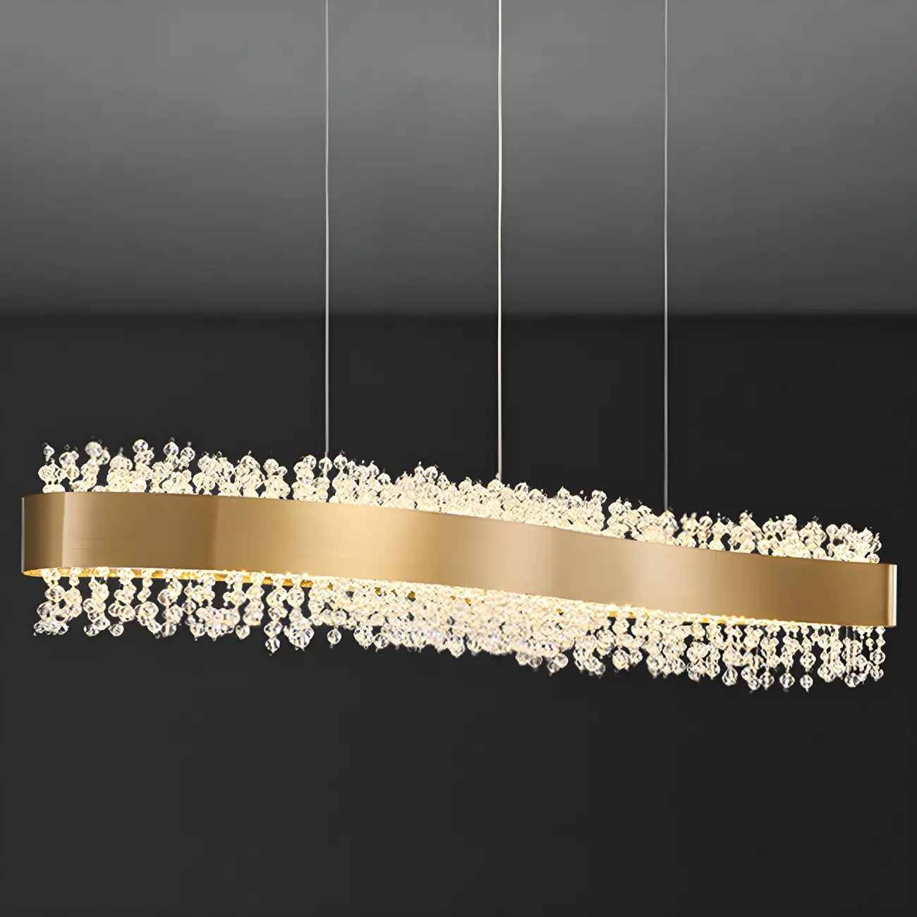 Adjustable Gold Crystal Island Light for Kitchens