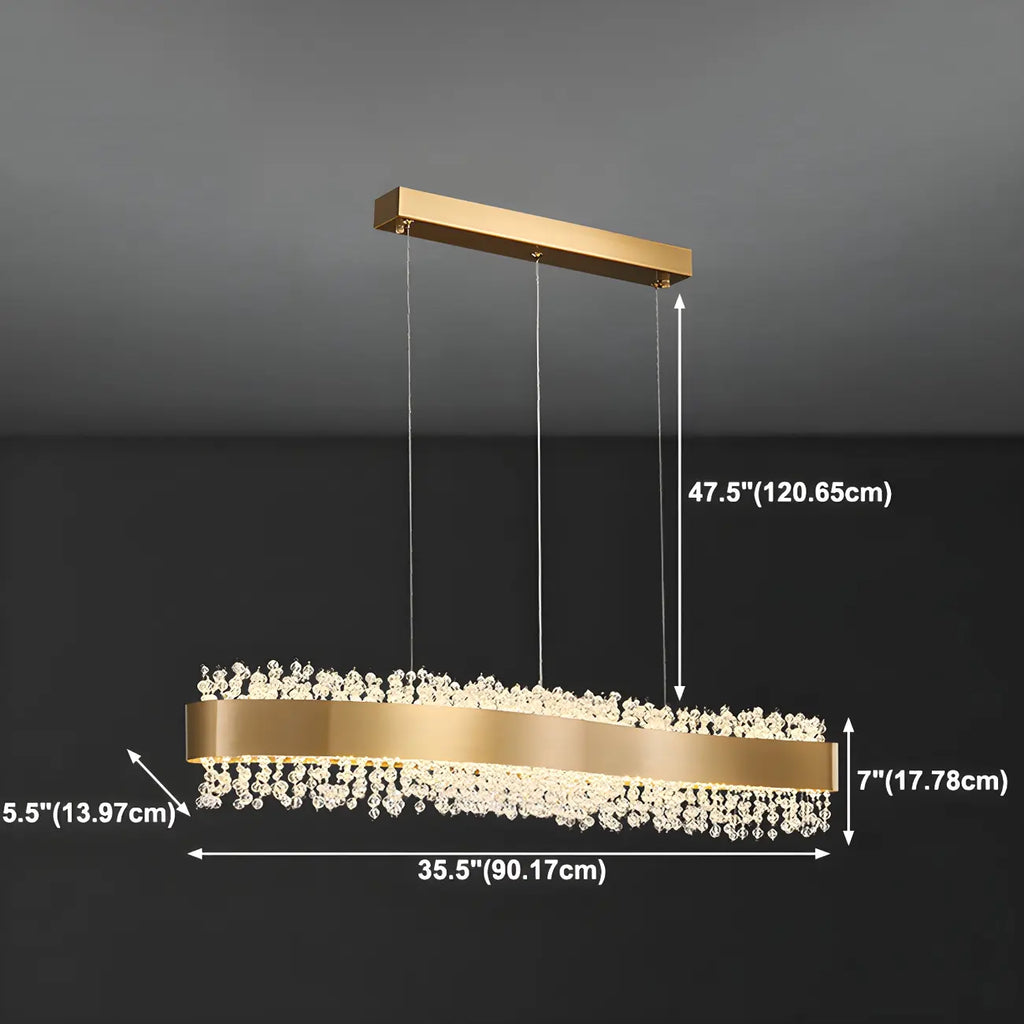Adjustable Gold Crystal Island Light for Kitchens