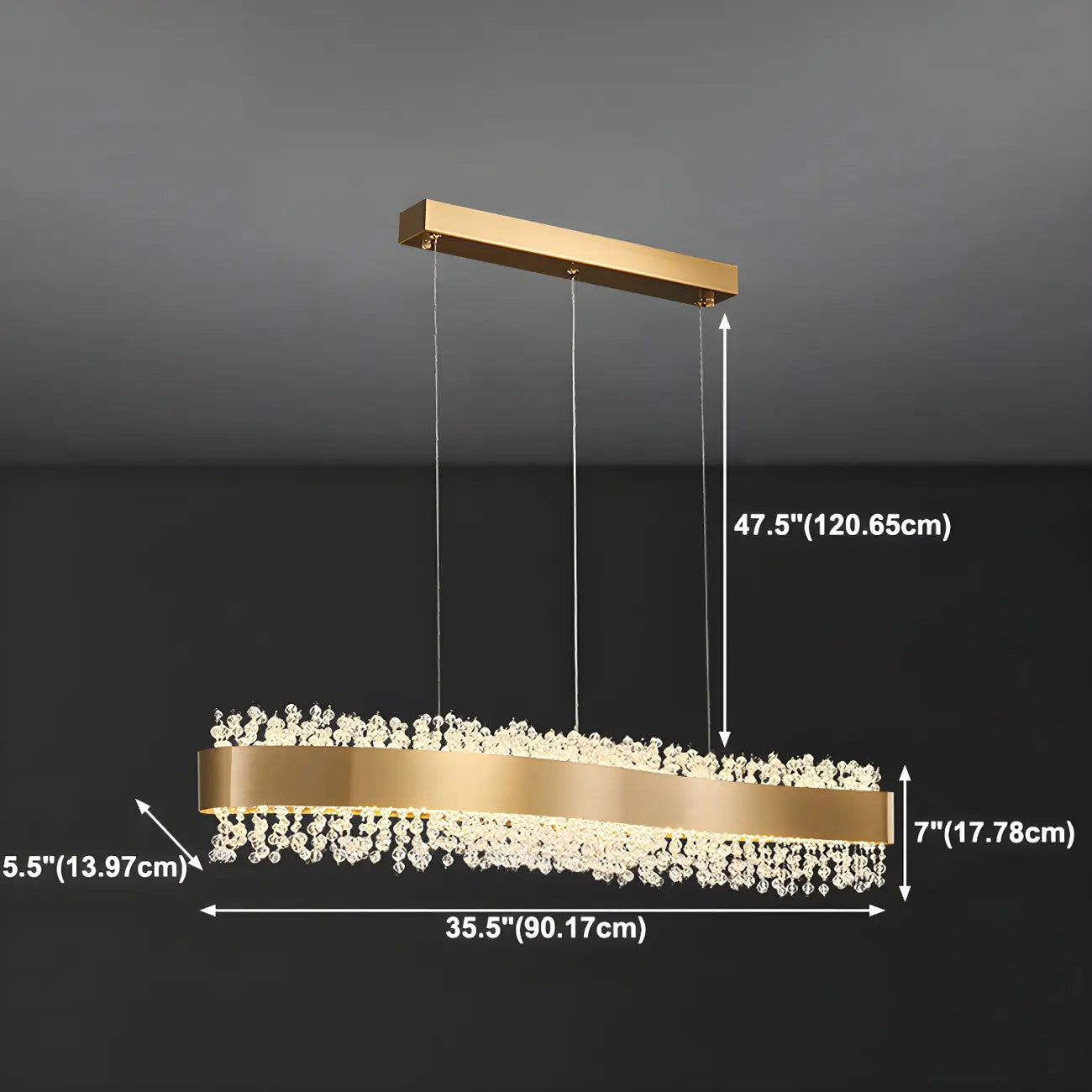 Adjustable Gold Crystal Island Light for Kitchens