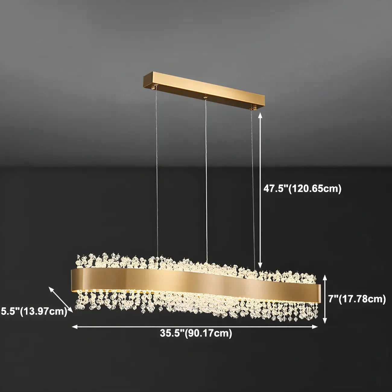 Adjustable Gold Crystal Island Light for Kitchens