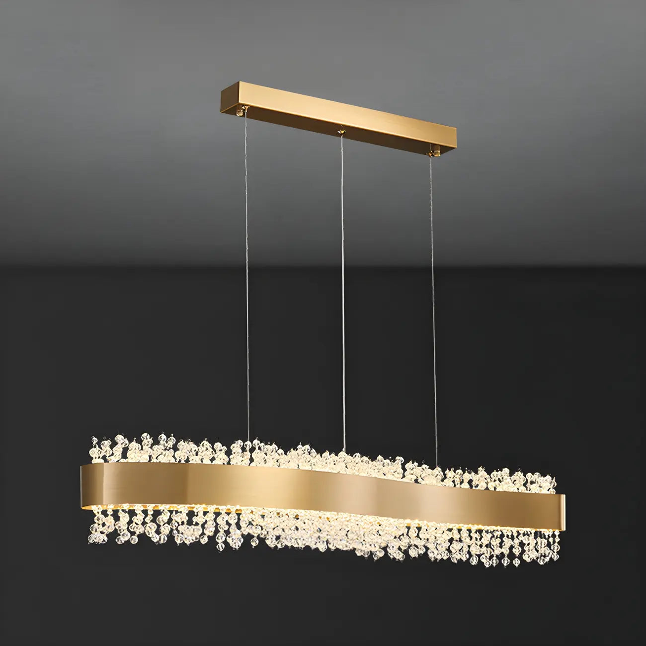 Adjustable Gold Crystal Island Light for Kitchens