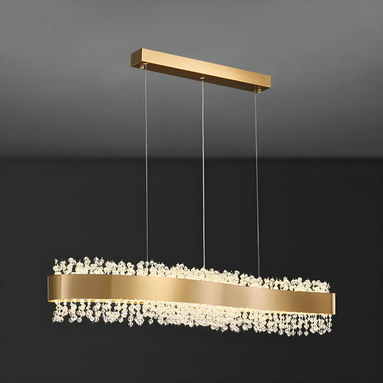 Adjustable Gold Crystal Island Light for Kitchens