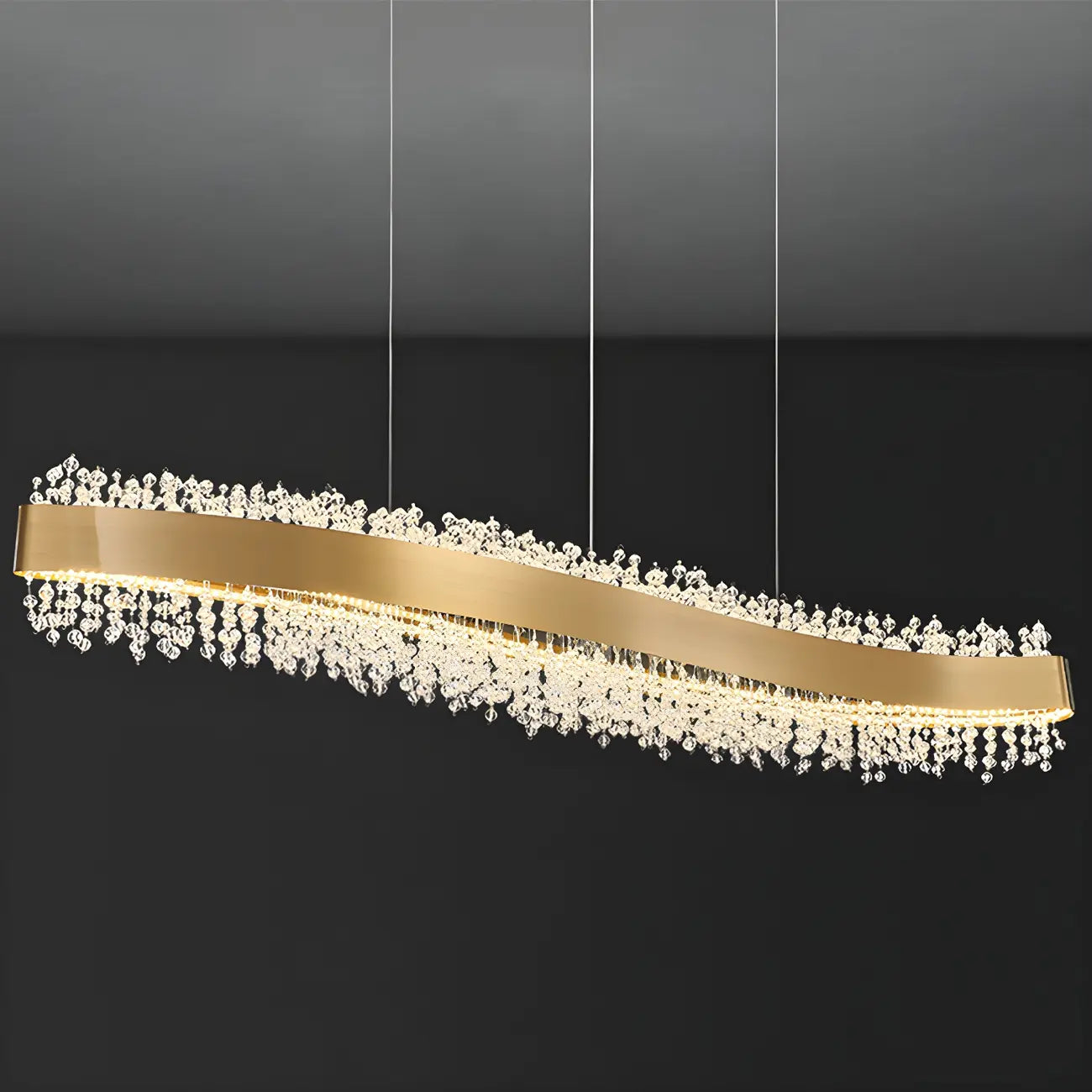 Adjustable Gold Crystal Island Light for Kitchens