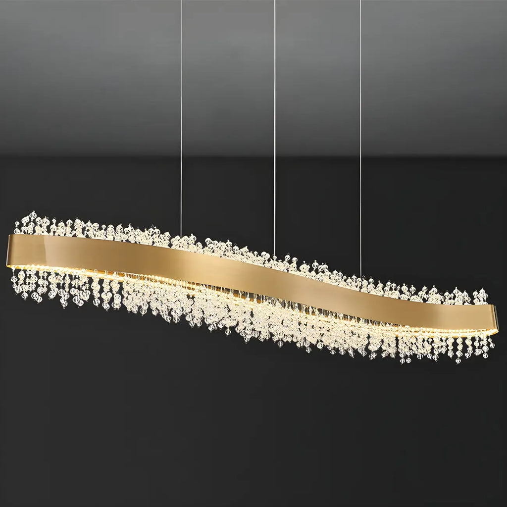 Adjustable Gold Crystal Island Light for Kitchens