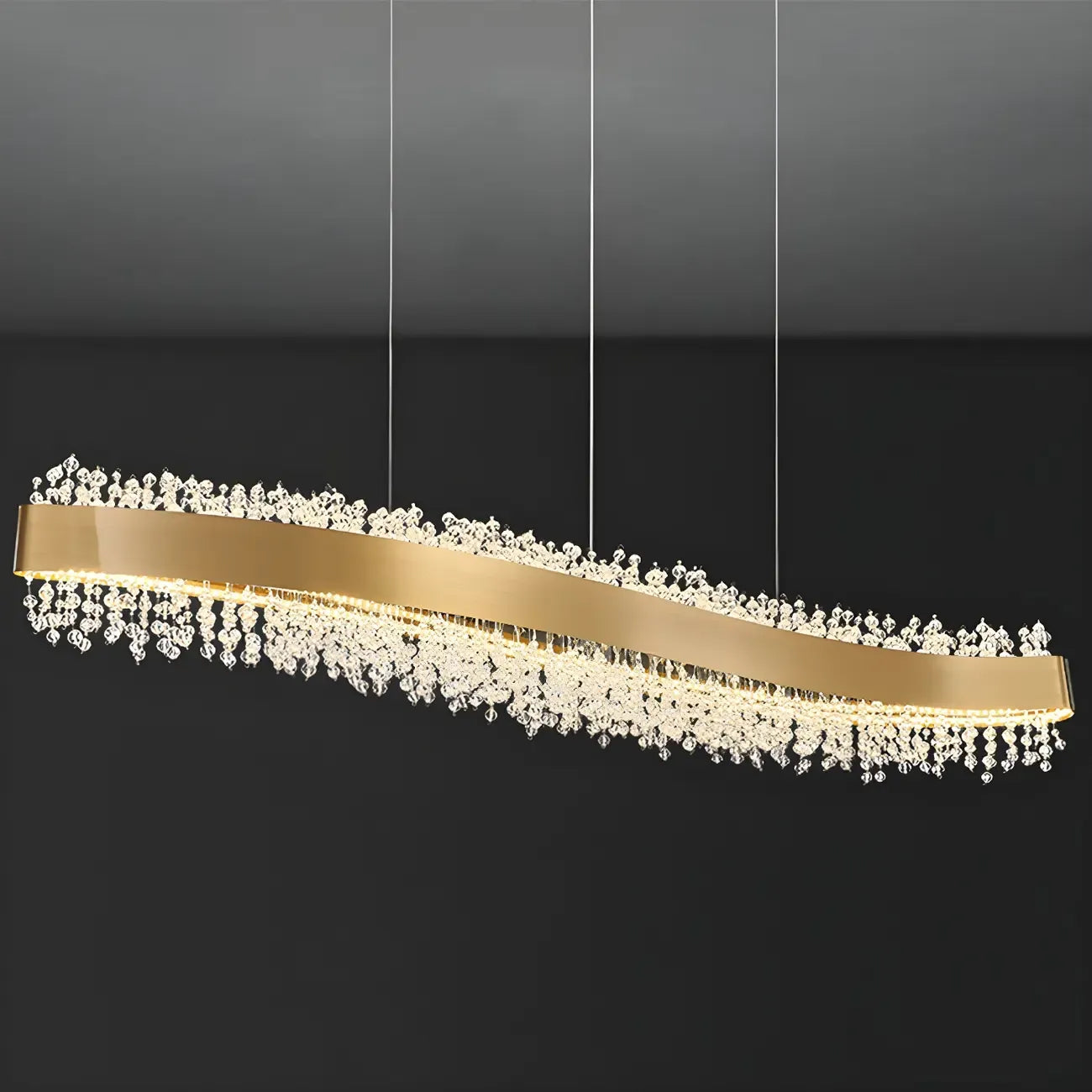Adjustable Gold Crystal Island Light for Kitchens