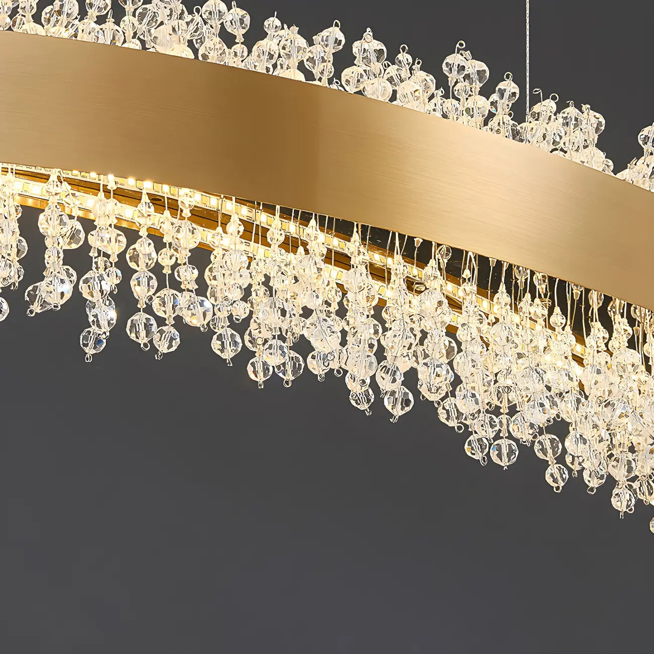Adjustable Gold Crystal Island Light for Kitchens