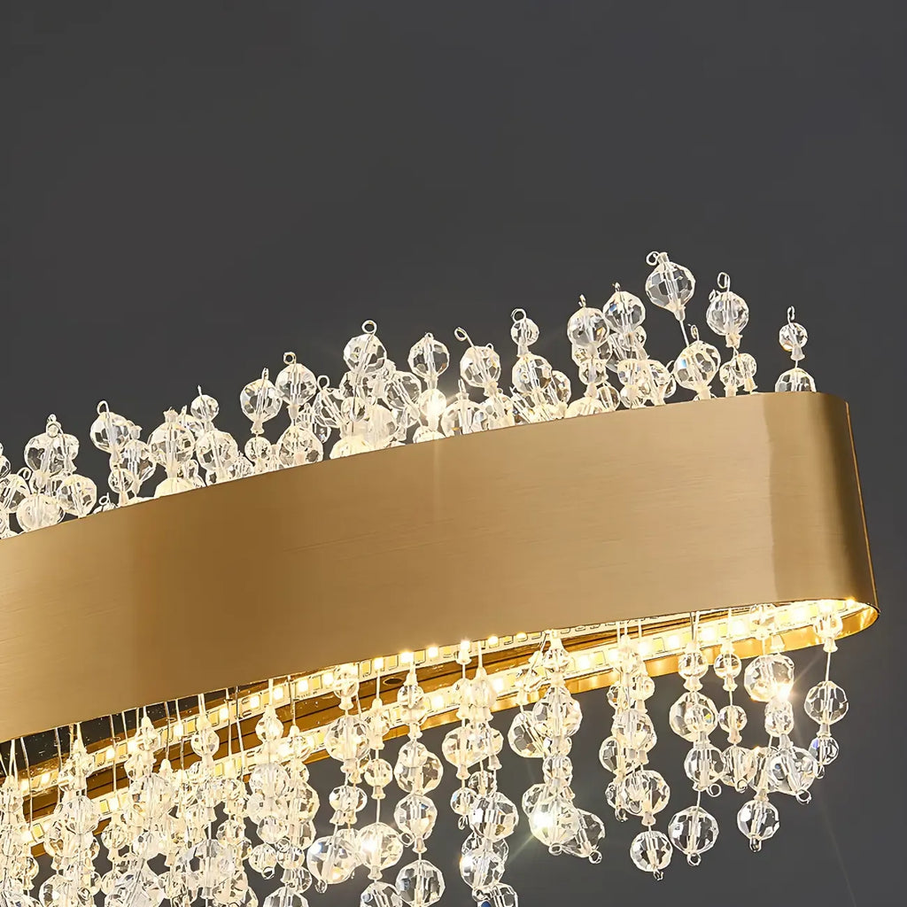 Adjustable Gold Crystal Island Light for Kitchens