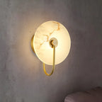 Modern Round White Stone LED Wall Sconce for Bedroom