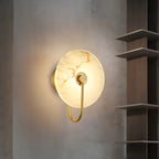 Modern Round White Stone LED Wall Sconce for Bedroom