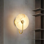 Modern Round White Stone LED Wall Sconce for Bedroom