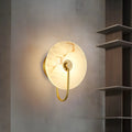 Modern Round White Stone LED Wall Sconce for Bedroom