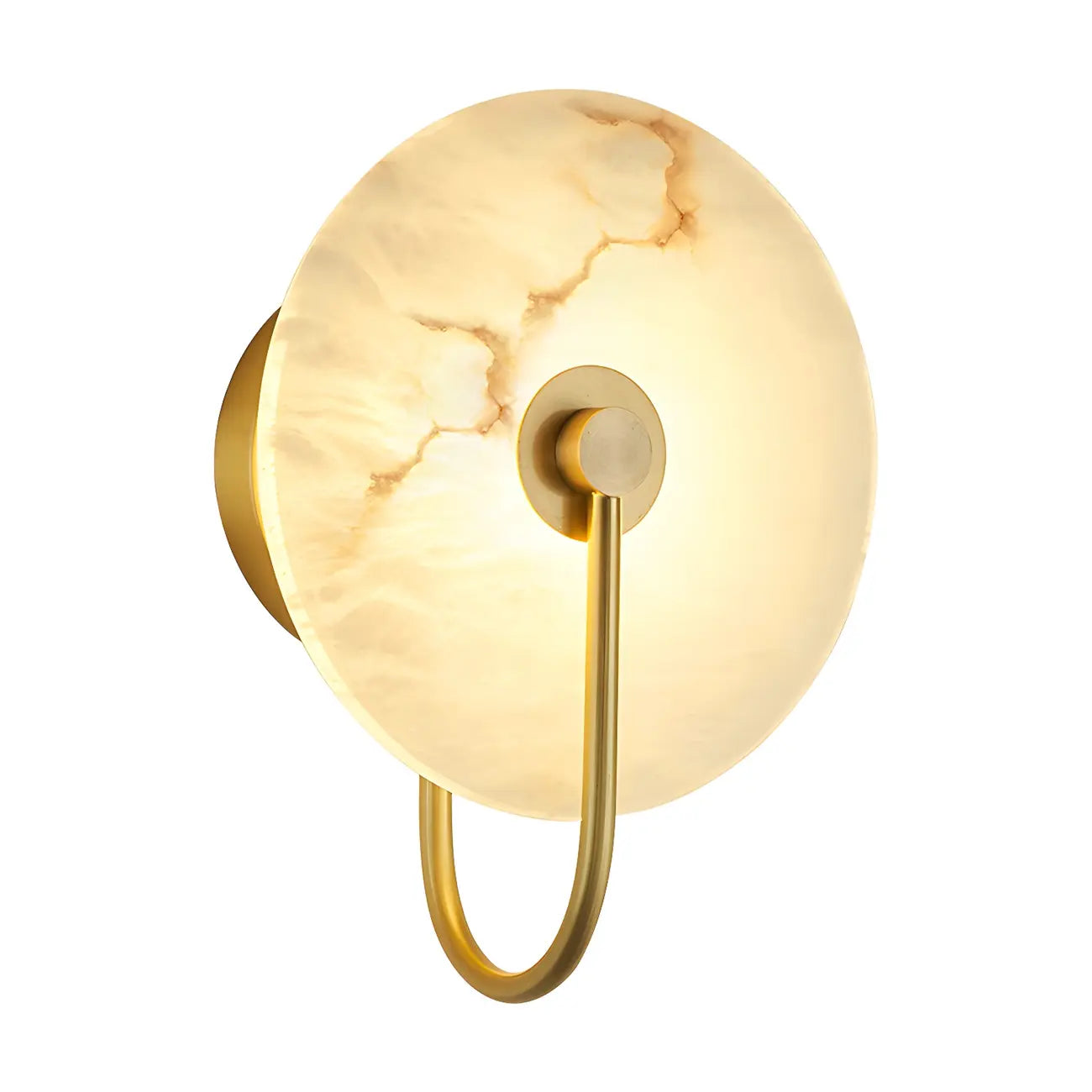Modern Round White Stone LED Wall Sconce for Bedroom