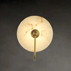 Modern Round White Stone LED Wall Sconce for Bedroom