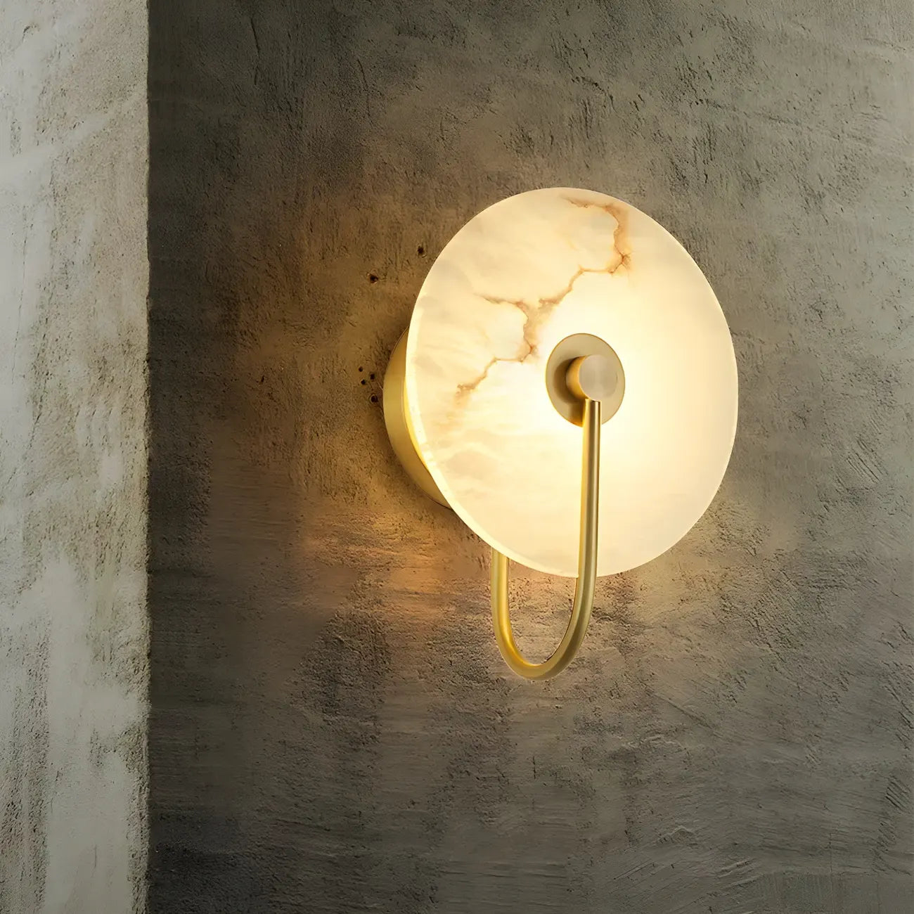 Modern Round White Stone LED Wall Sconce for Bedroom