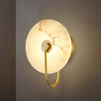 Modern Round White Stone LED Wall Sconce for Bedroom