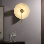 Modern Round White Stone LED Wall Sconce for Bedroom