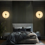 Modern Round White Stone LED Wall Sconce for Bedroom