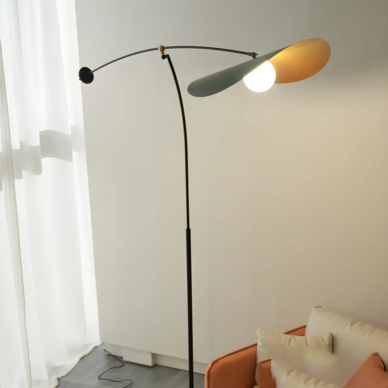 73 Artistic Black Metal Arc Floor Lamp with Balance Arm