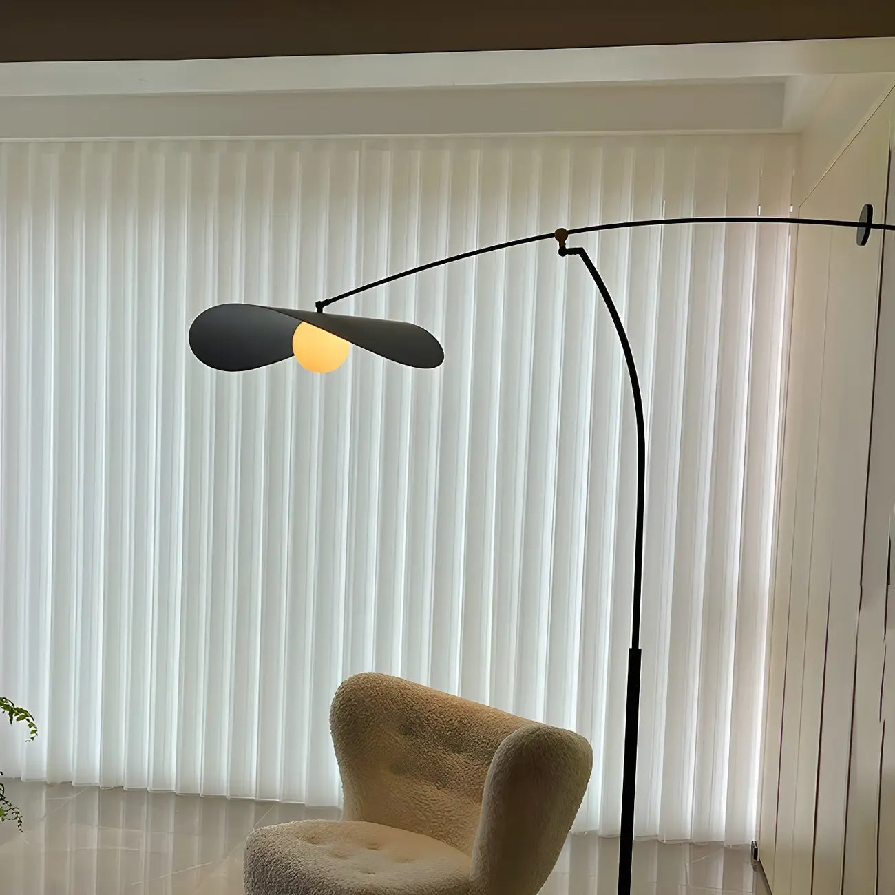 73 Artistic Black Metal Arc Floor Lamp with Balance Arm