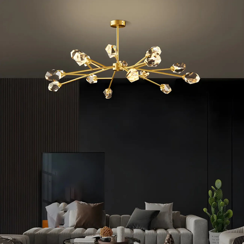Glamorous Downrods Starburst Crystal Chandelier