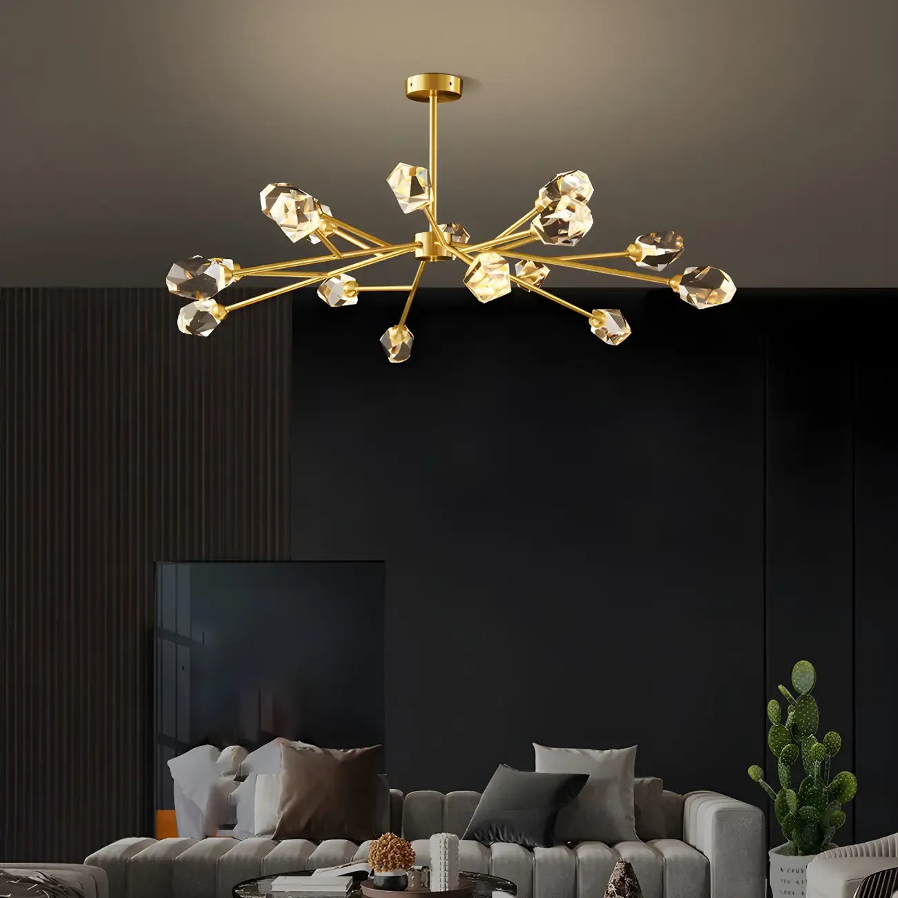 Glamorous Downrods Starburst Crystal Chandelier