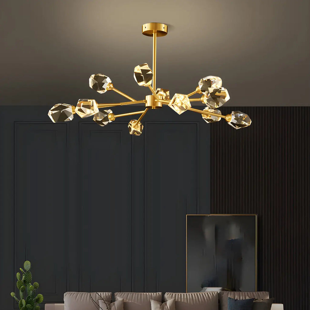 Glamorous Downrods Starburst Crystal Chandelier
