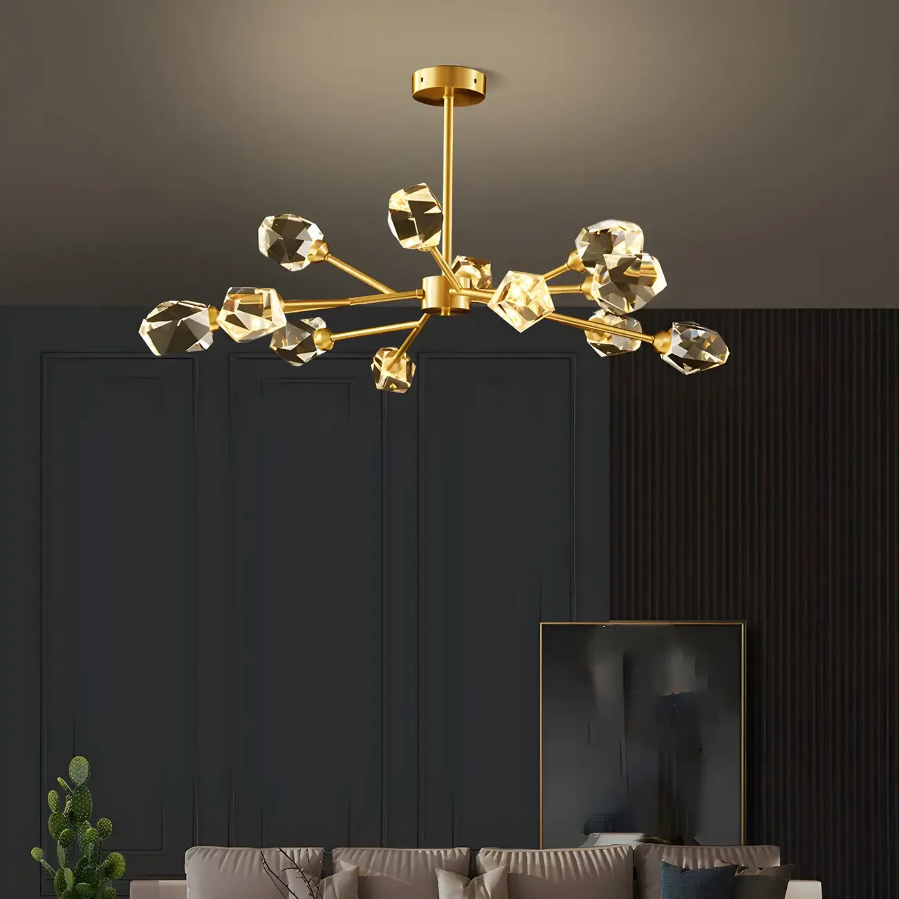 Glamorous Downrods Starburst Crystal Chandelier
