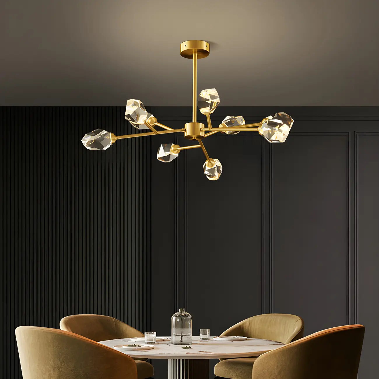 Glamorous Downrods Starburst Crystal Chandelier