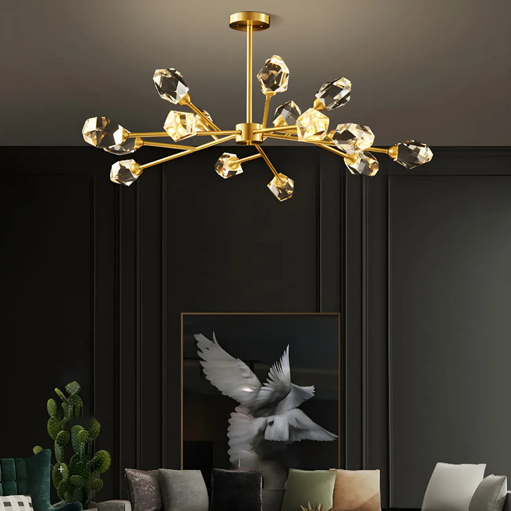 Glamorous Downrods Starburst Crystal Chandelier