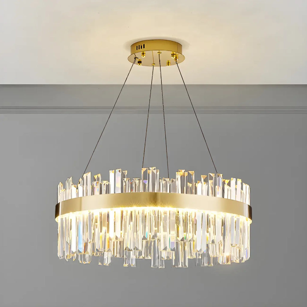 Glamorous Gold Round Crystal LED Chandelier for Living Room