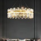 Glamorous Gold Round Crystal LED Chandelier for Living Room