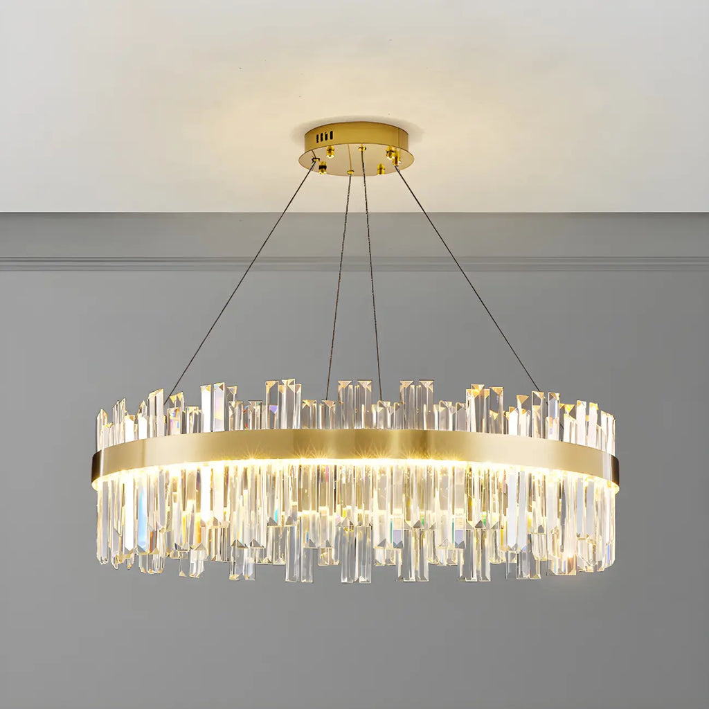 Glamorous Gold Round Crystal LED Chandelier for Living Room
